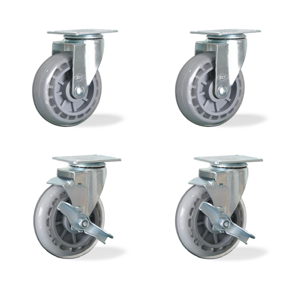 4인치 10cm 무소음바퀴 인라인바퀴 4개1세트 (회전2개 회전브레이크2개), 1세트 25,000원