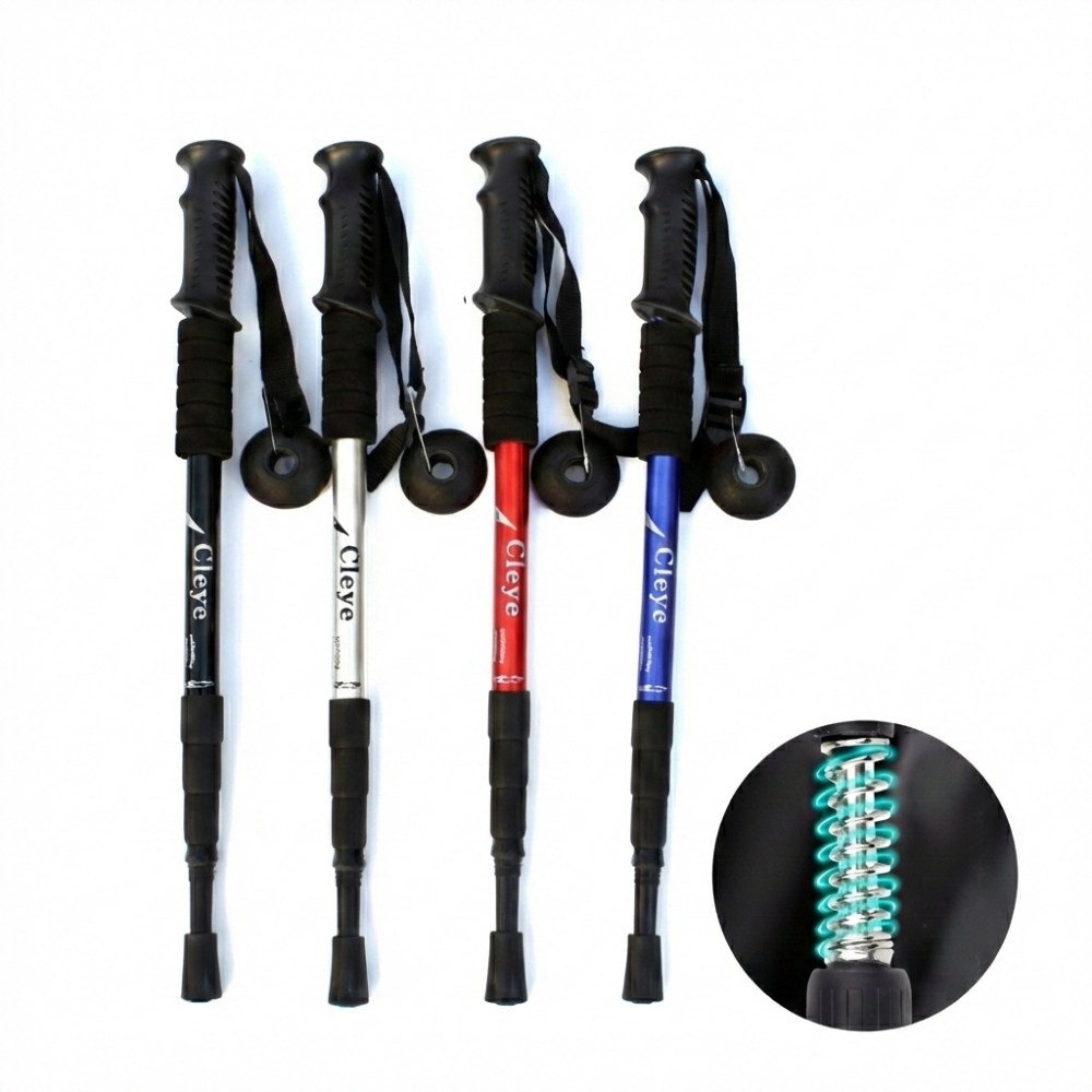 CLEYE 듀랄루민 등산스틱 일자형스틱 지팡이 간편한 휴대성 4단 접이식 스틱, 1개, 실버 12,490원