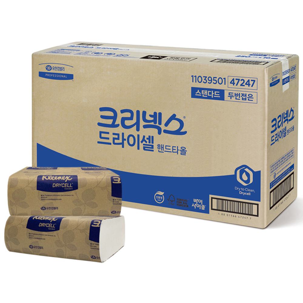 크리넥스 드라이셀 멀티폴드 핸드타올 F250 47247, 250매, 16개 31,500원