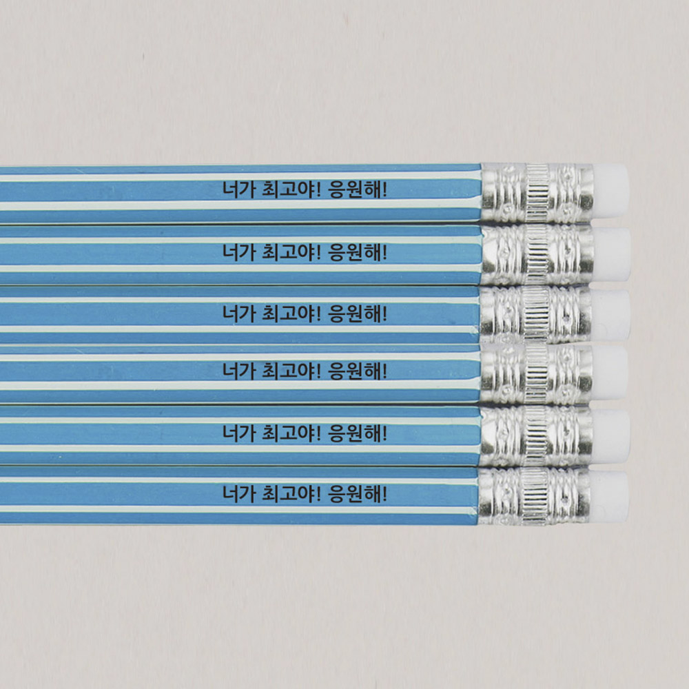 디자인아지트 주문제작 네임연필2B 6자루 비비드스트라이프 연필각인 3,800원