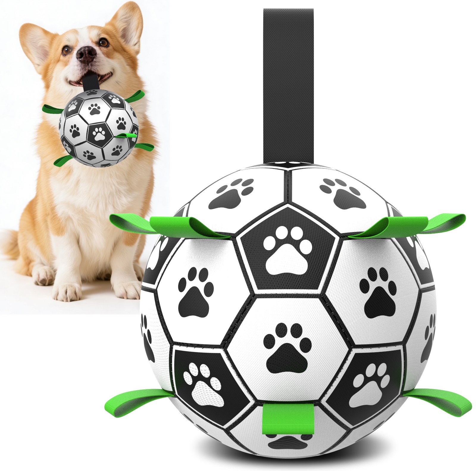 Qdan 강아지장난감, 강아지공, 개 축구공 끈 달린, 펌프 포함, 39,990원