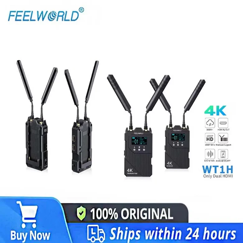 FEELWORLD WT1H 4K 무선 비디오 전송 시스템 듀얼 HDMI 호환 풀 듀플렉스 인터콤 라이브 스트리밍 356,600원