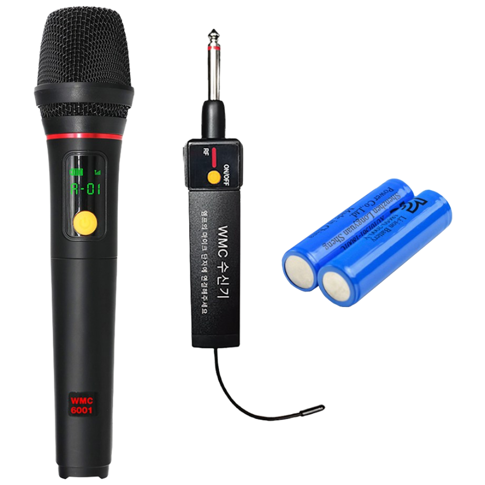 SHM WMC-6001 UHF900MHz 충전식무선MIC 노래방용 업소용 행사용 무선마이크 수신거리20M, WMC 1Ch 마이크1개 75,000원