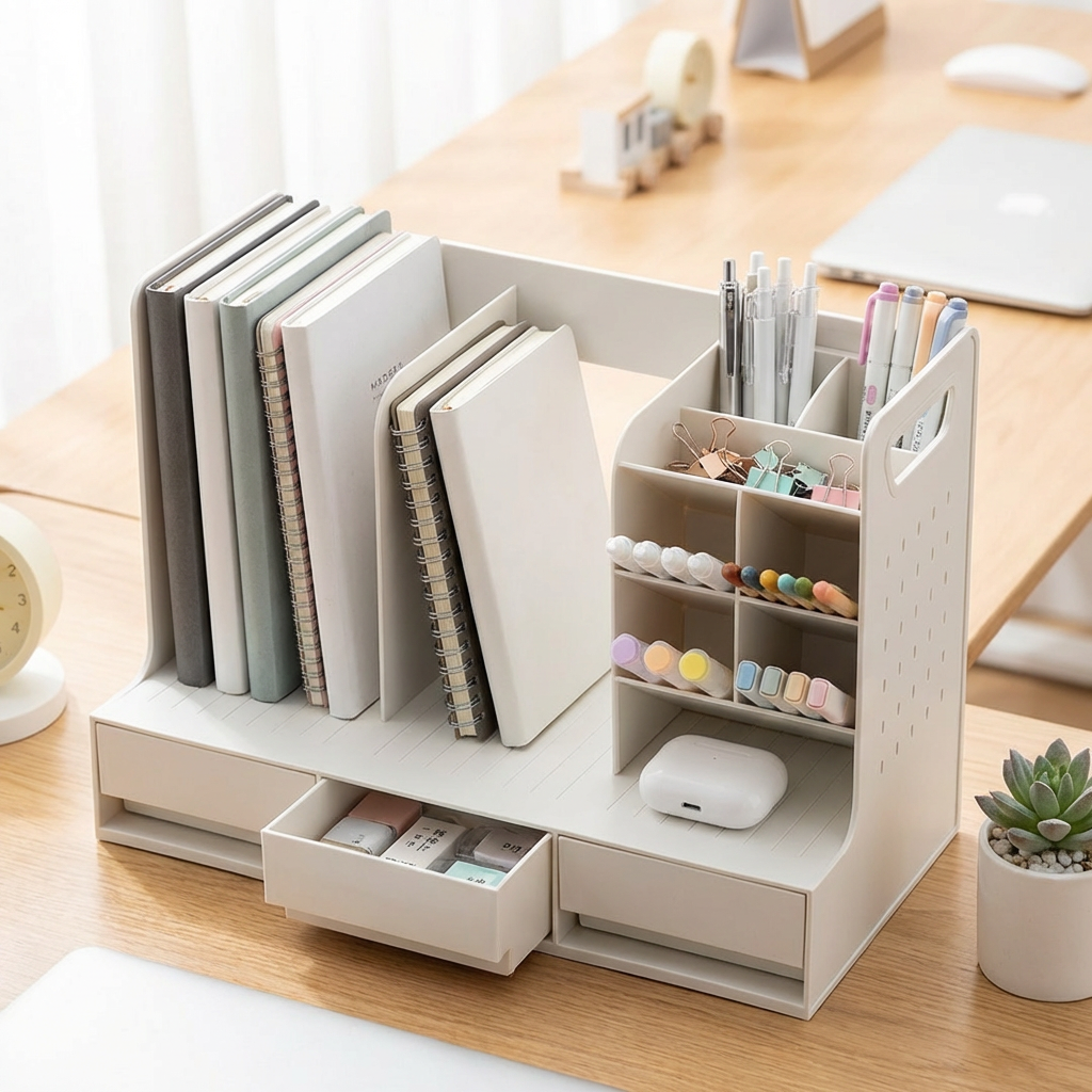 블랑셋 데스크 오거나이저 3단 책꽂이 펜꽂이 책상정리 수납서랍, 1개, 화이트 26,900원