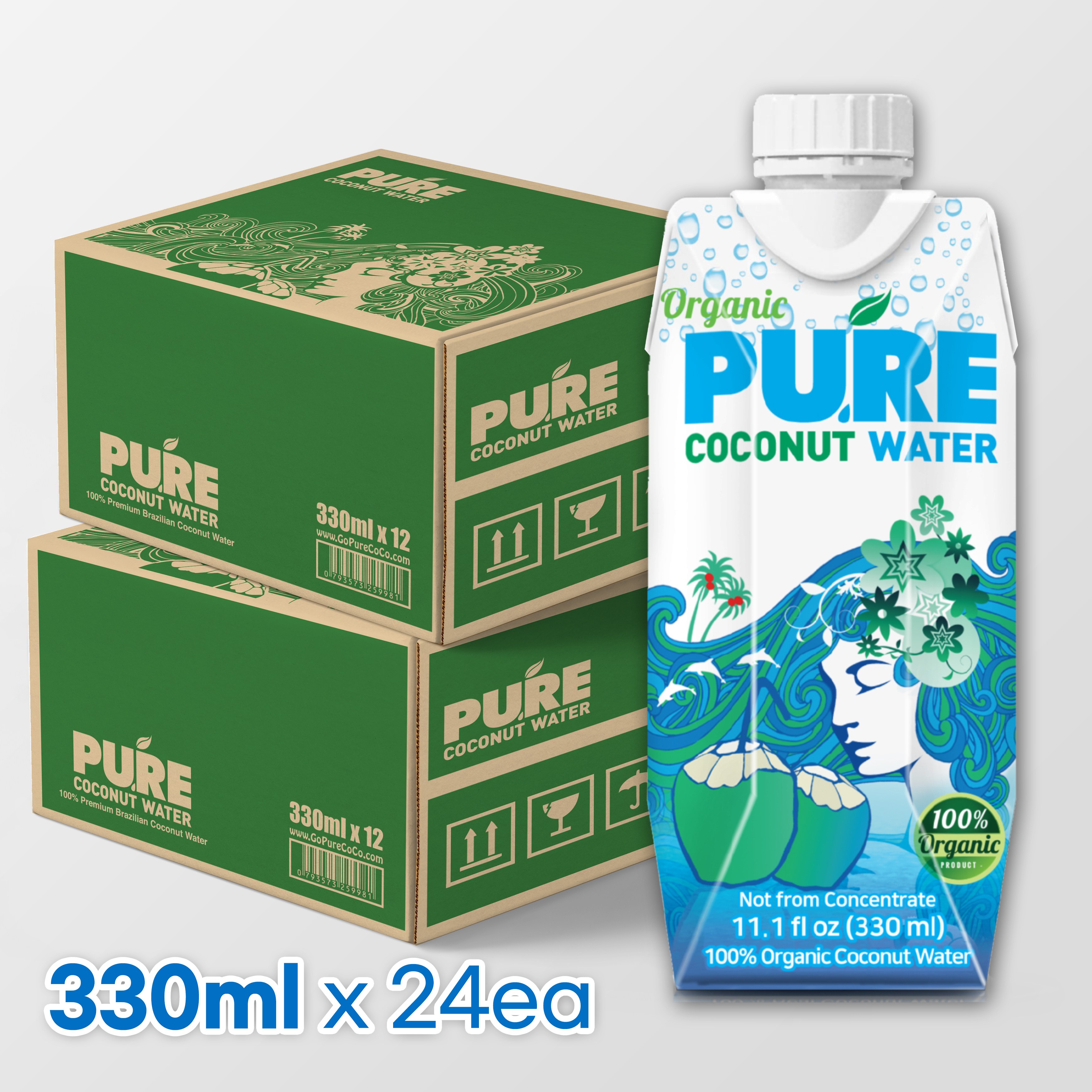 NEW 유기농 퓨어코코넛워터 330ml x 24개 (2박스), 24개, 330ml 71,440원