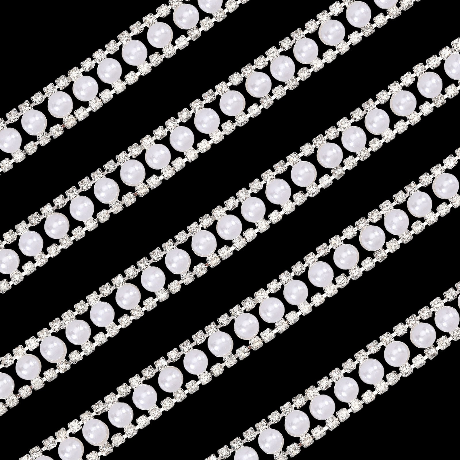 큐빅 진주 크리스털 레진 메탈 체인 펜던트 장식 DIY 웨딩 드레스 쥬얼리 가방 신발 액세서리, 1개, 플래티넘 405 12,920원