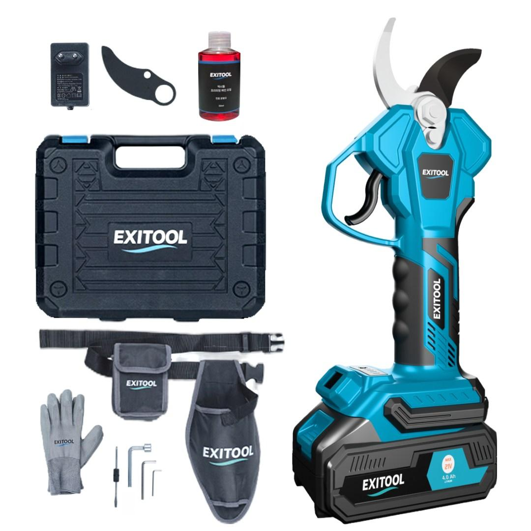 엑시툴 전동 충전 전지가위 40mm 4.0AH배터리 무선 전기 충전식 전정 고지 가지치기 205,000원