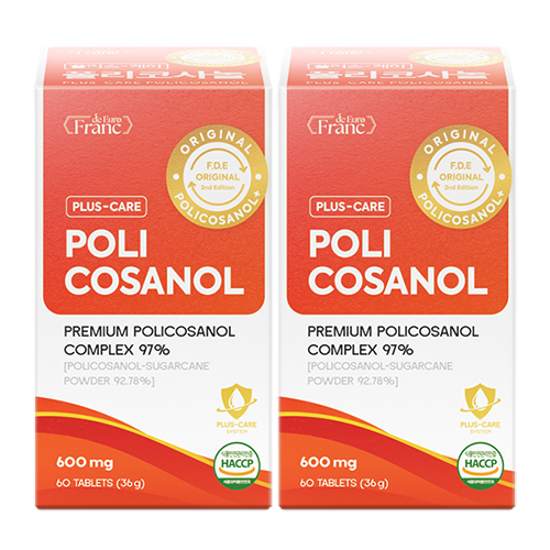[정품] 플러스케어 폴리코사놀 117.6mg 1일 식약청 인증 해썹, 2개, 60정 38,500원