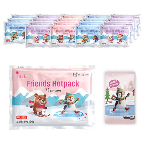 인라이프 포켓형 프렌즈 핫팩 프리미엄 100g 랜덤발송, 20개, 현재가 10,400원
