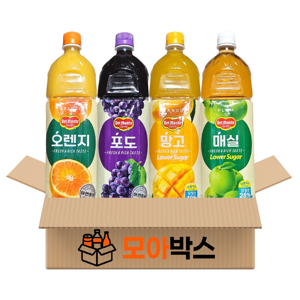 BEST 델몬트 과즙음료 오렌지 포도 망고 매실 4종, 1세트, 1500ml 19,900원