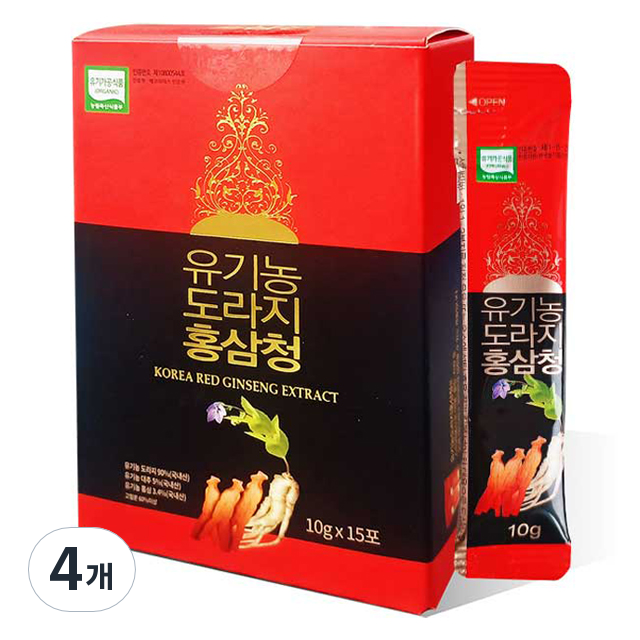 네추럴참푸드 유기농 도라지 홍삼청 15p, 150g, 4개 152,000원