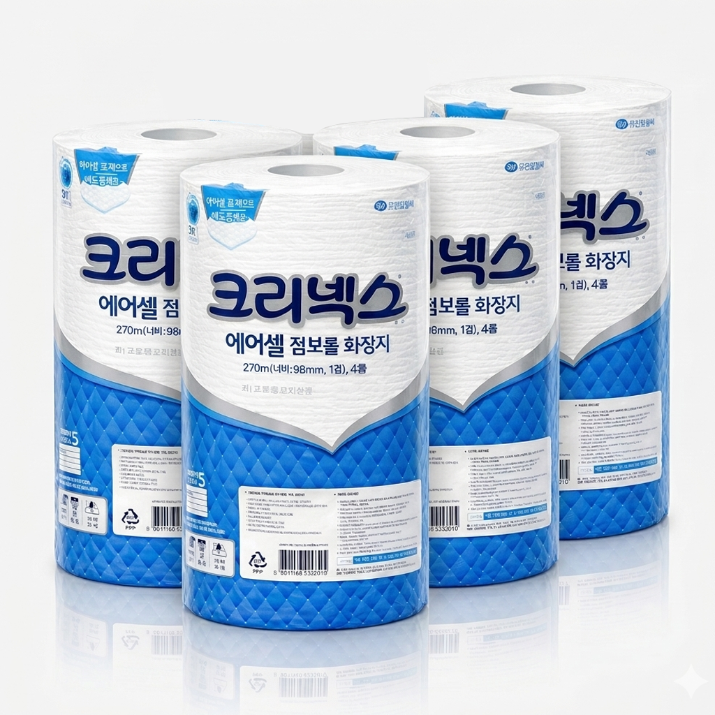 크리넥스 에어셀 1겹 점보롤 화장지 스탠다드, 270m, 8개입, 2세트 74,900원