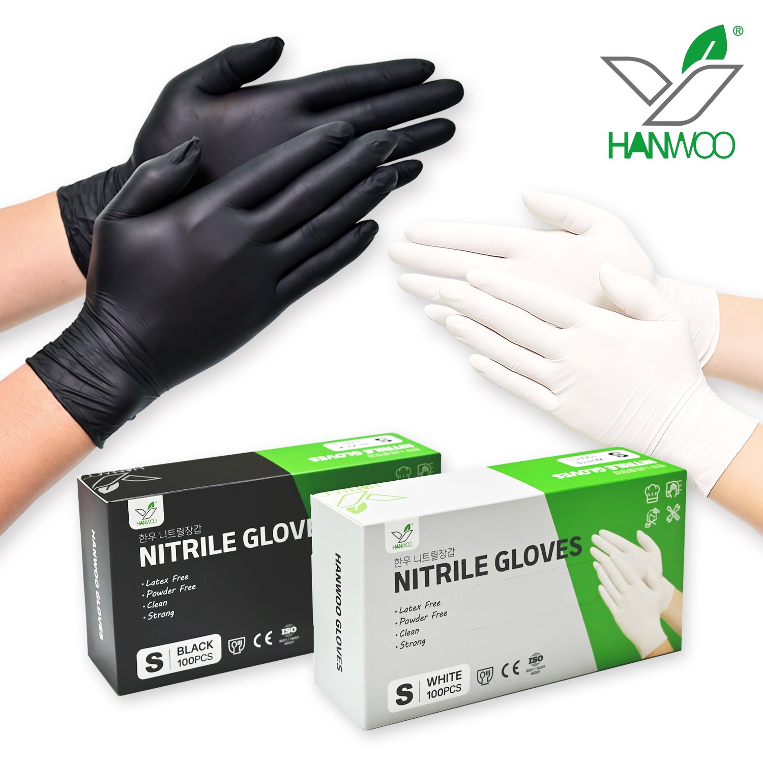 한우 니트릴장갑 100매입 무분말 식품용 일회용 주방 장갑, 1세트, S, 블랙 6,800원
