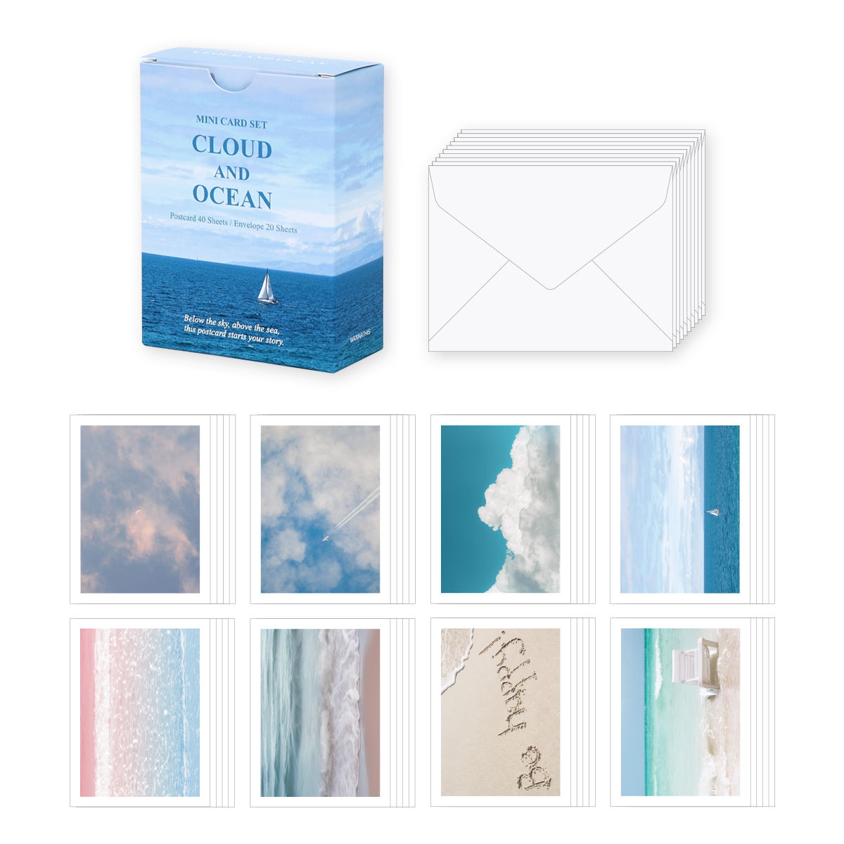 워너디스 러브레 미니 감사 메시지 엽서 카드 8종 x 5p + 봉투 20p 세트, 현재가 8,930원