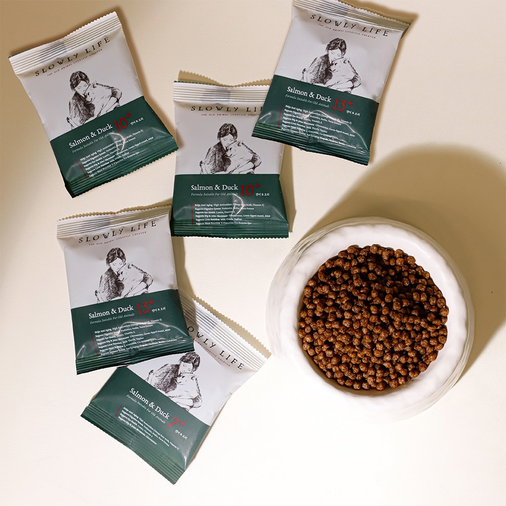 슬로울리라이프 노령견 노견 강아지 샘플사료 소프트사료, 5개, 40g, 연어+오리 5,780원