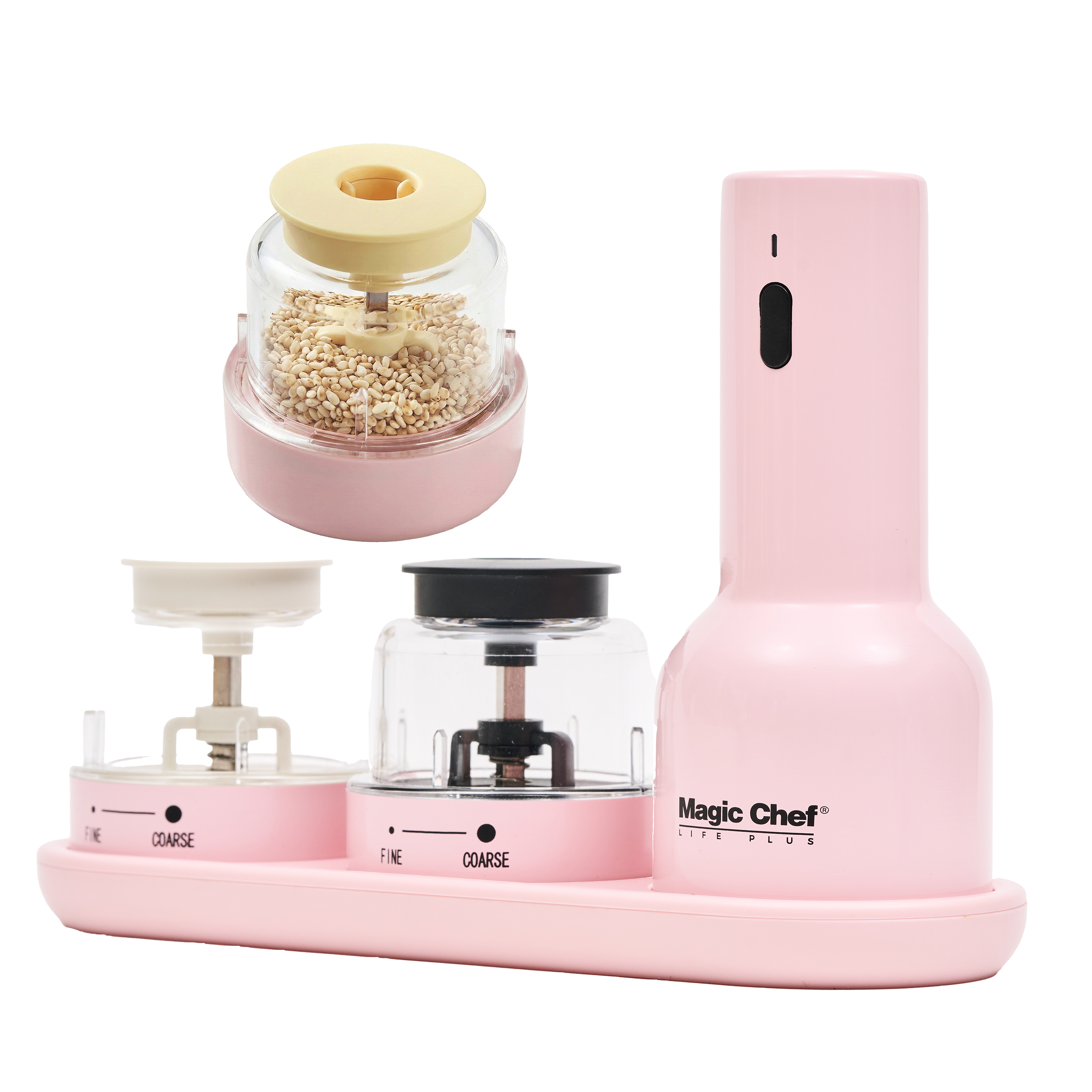 매직쉐프 전동 깨 소금 후추 통후추 그라인더 충전식 (본체+기본 팟2P+깨 팟1P+트레이) 3in1, 50ml, 핑크 82,600원