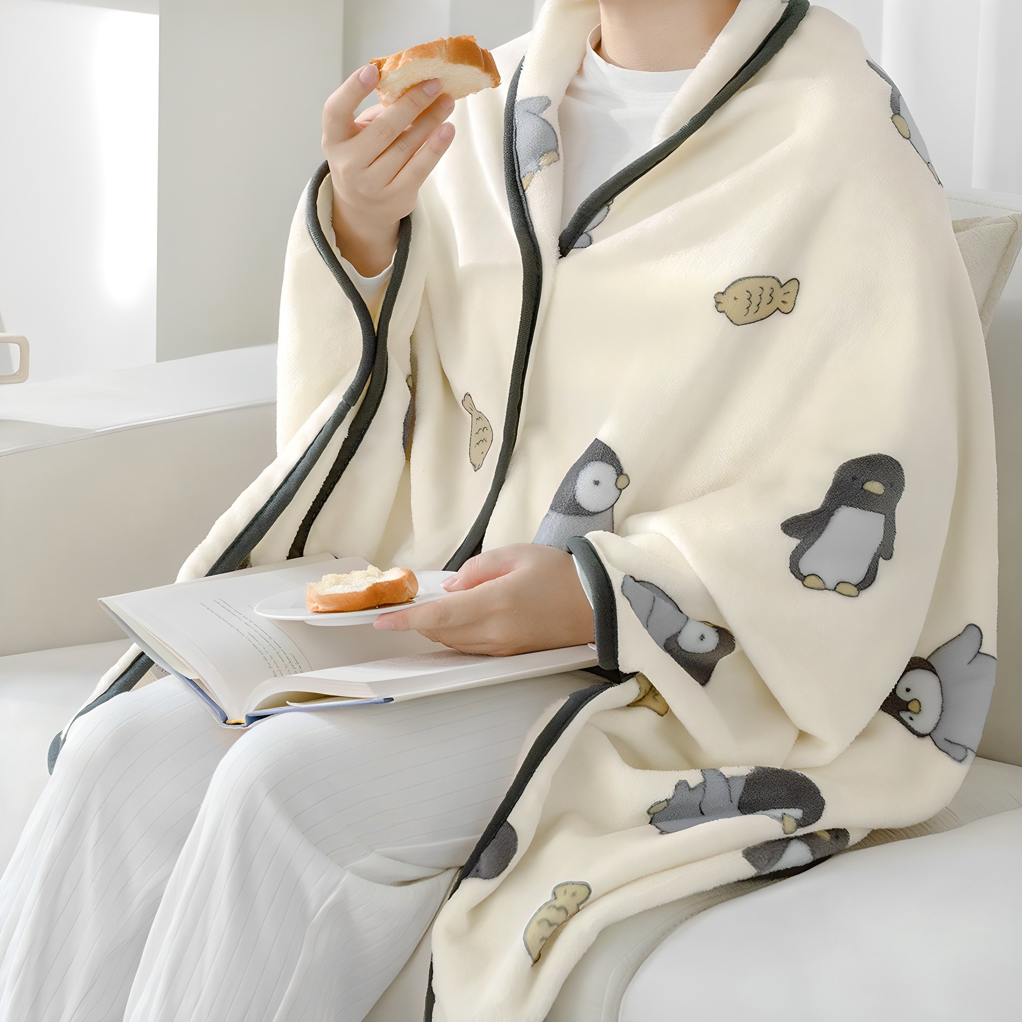 더자리 포시즌 웨어러블 오버랩 똑딱 담요 8,900원