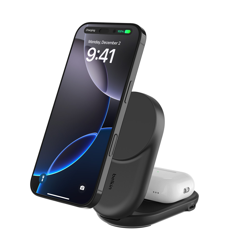 벨킨 울트라차지 2in1 Qi2 25W 폴더블 마그네틱 무선 초고속 충전기 WIZ039kr, 블랙(WIZ039krBK), 1개 86,000원