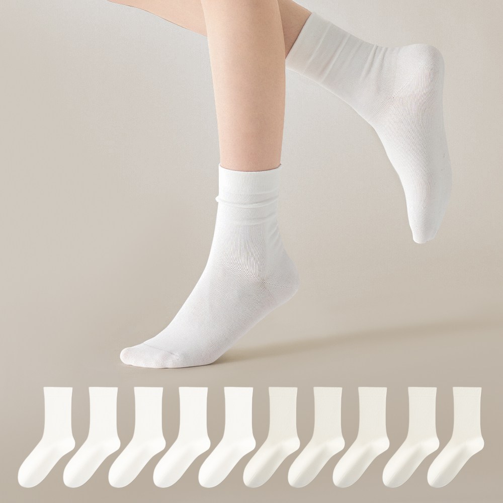 MJLP 여성 순색 중목 양말 화이트 학생용 데일리 10켤레 11,990원