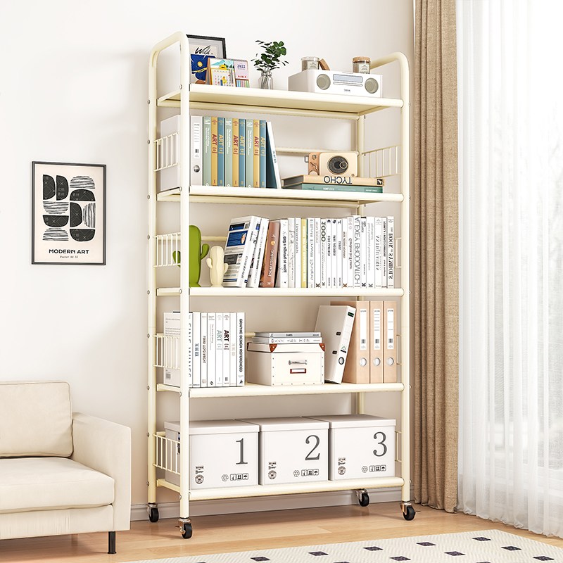 다용도 철제 책장 선반 이동식 책꽂이, 5단, 화이트 48,990원