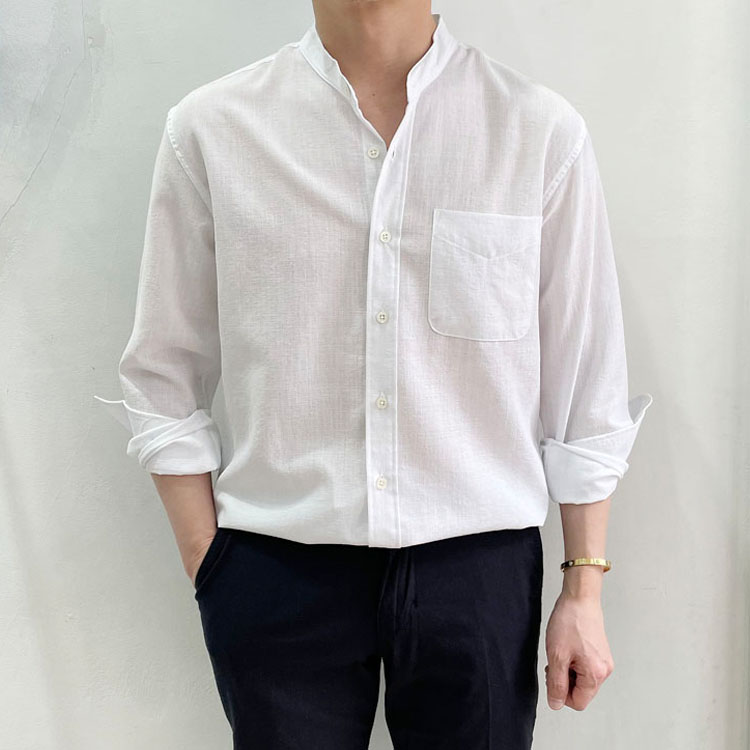 라운지21 남자 베이직 원포켓 여름 린넨 차이나 셔츠 31,900원