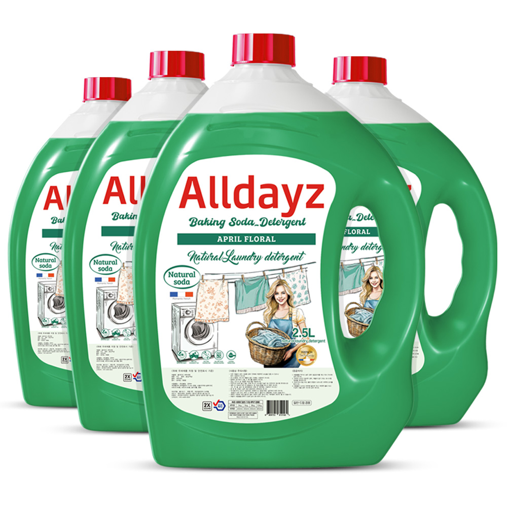 올데이즈 대용량 세탁세제 중성 액체세제 플로랄향 2.5L 4개 세제 실내건조, 4개, 2.5L, 현재가 12,470원