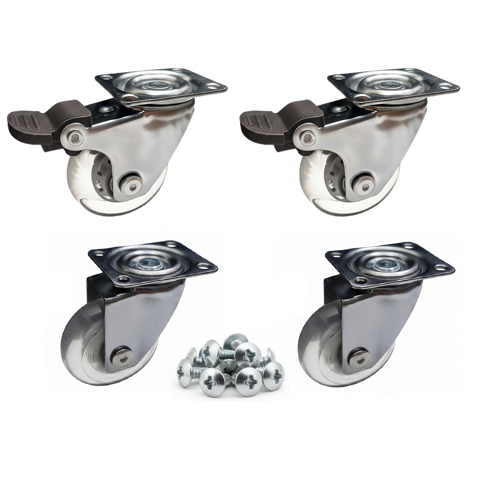 2인치 무소음 우레탄바퀴 회전형 + 브레이크형 가구바퀴, 1세트 16,840원
