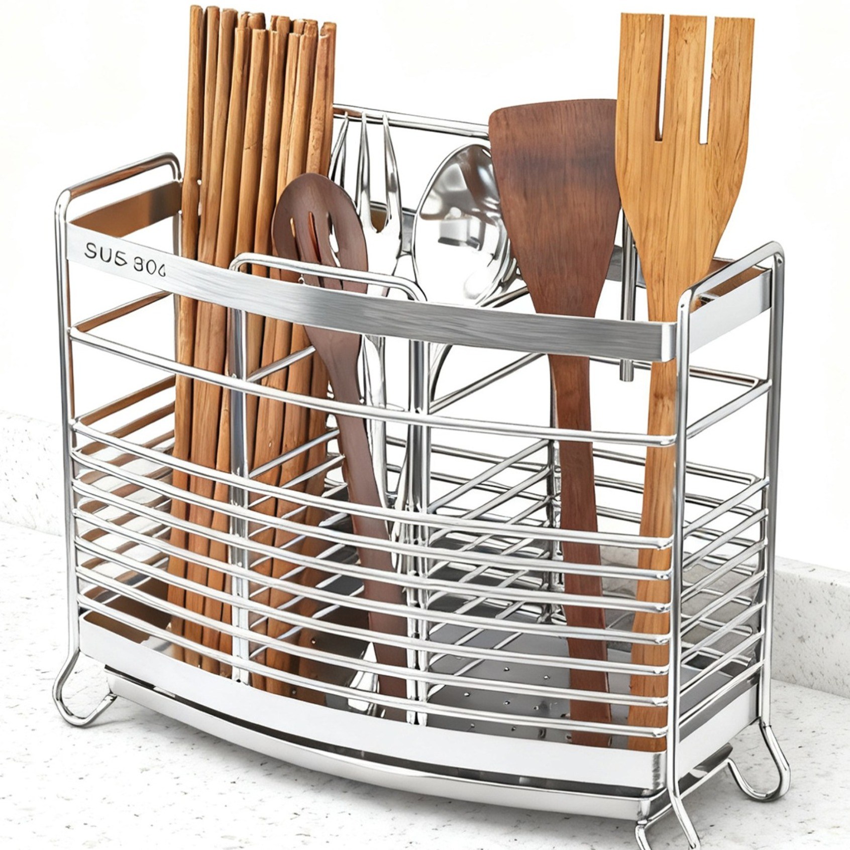 호밍사이 304 올스텐 수저통 3구 물빠짐 수저정리함 식기 보관함, 1개, 스텐색 29,390원