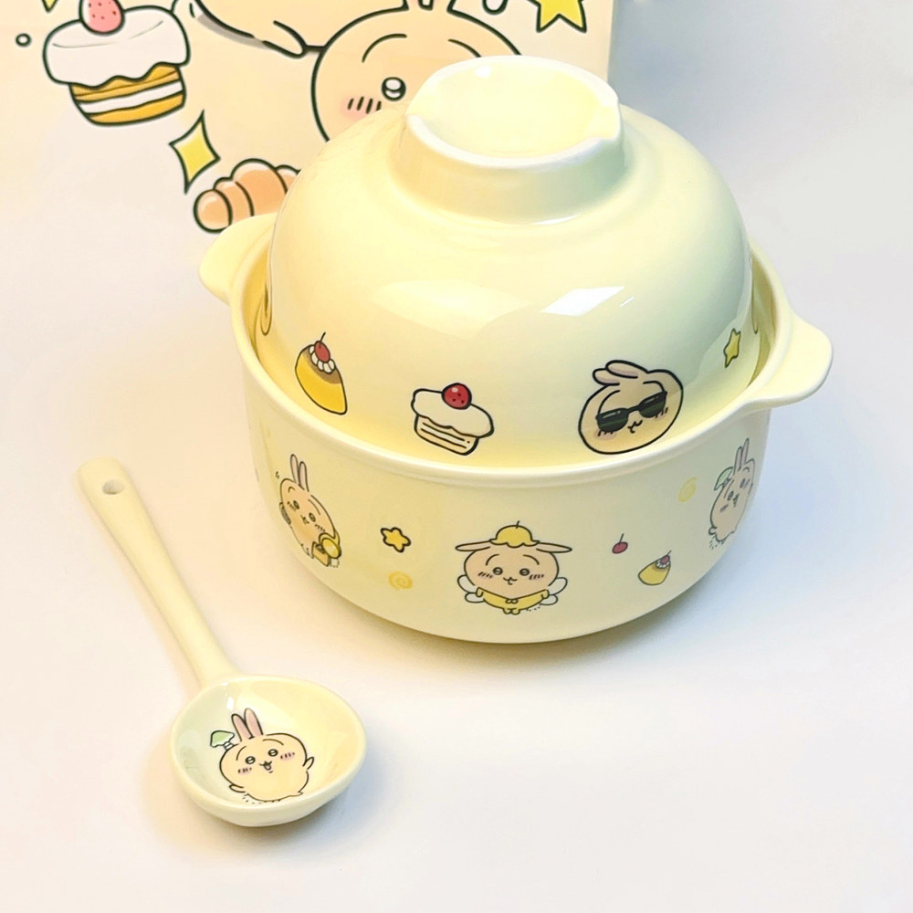 귀여운 먼작귀 치이카와 우사기 귀여운 도자기 전자렌지 가능 라면 밥 그릇 숟가락 포함 선물 24,680원