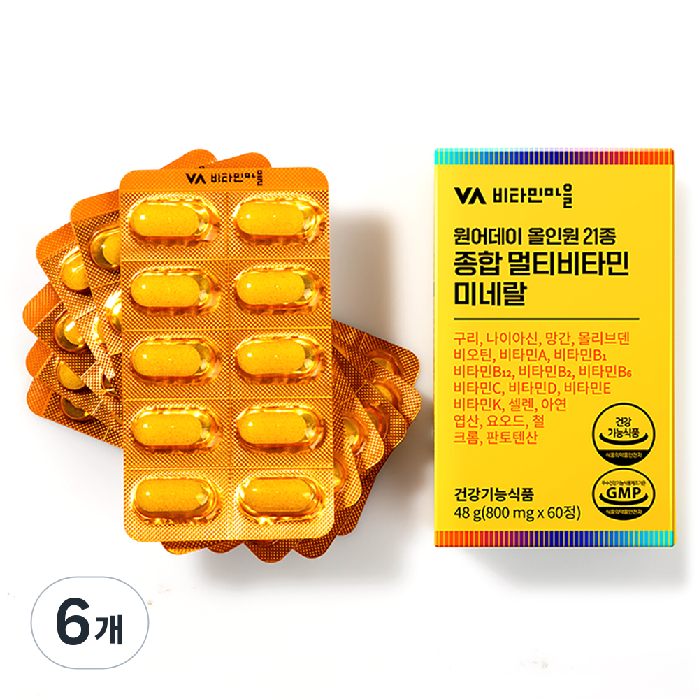 비타민마을 원어데이 올인원 21종 종합 멀티비타민 미네랄, 60정, 6개 48,900원