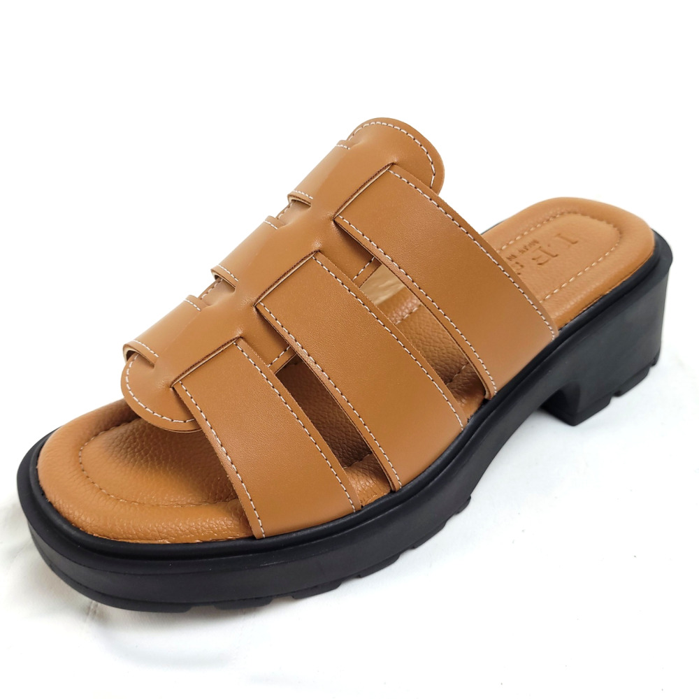 순이의수제화 발편한 키높이 통굽 푹신한 쿠션 여성 굽높은 여름 가죽 볼넓은 슬리퍼 5cm 33,810원