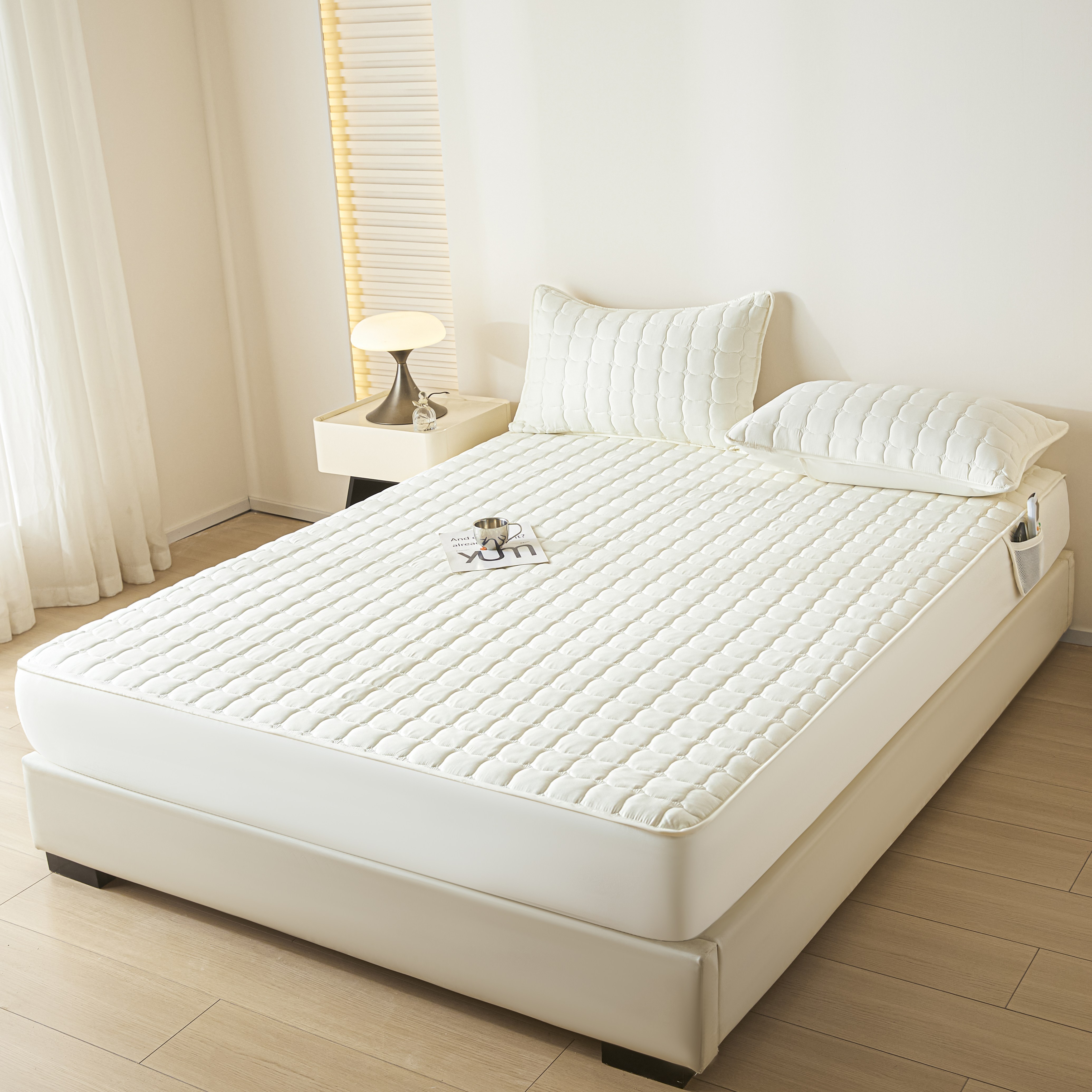 아리엘노 누빔 침대패드 고정밴드형 방수 매트 수납포켓포함, 화이트 31,900원