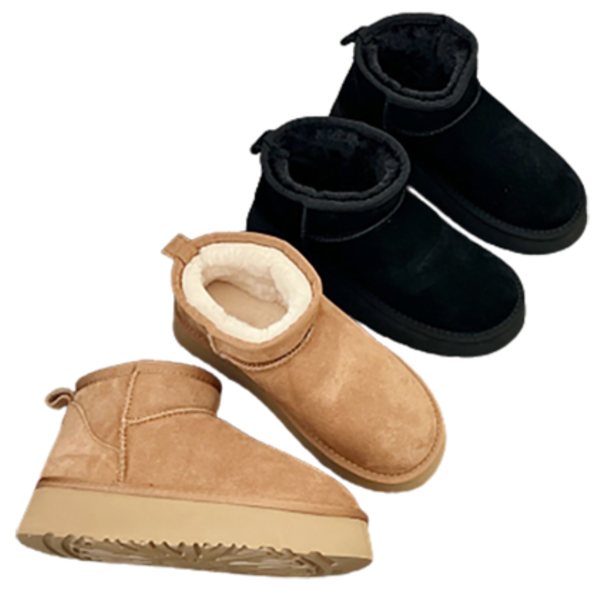 슈뿐(Shuppun) 스웨이드 플랫폼 양털숏부츠 키높이 털방한부츠(4.5cm) 35,800원