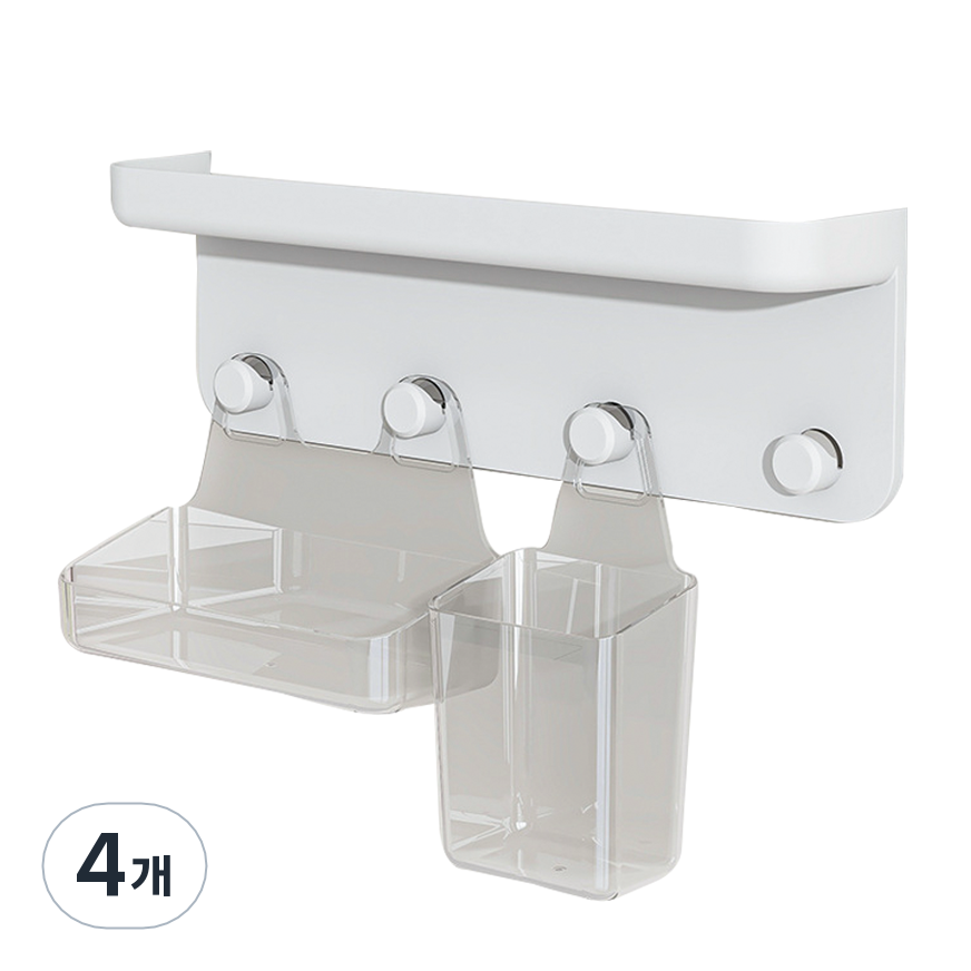 코히모 무타공 부착형 다용도 벽걸이 홀더 포켓 수납함 4W225, 4개, 화이트 22,300원