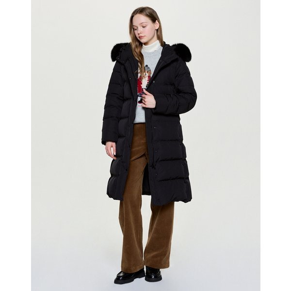 [국내백화점] 헤지스 레이디스 에센셜 폭스퍼 후드 롱 헤비 구스 다운 시즌오프 727,820원