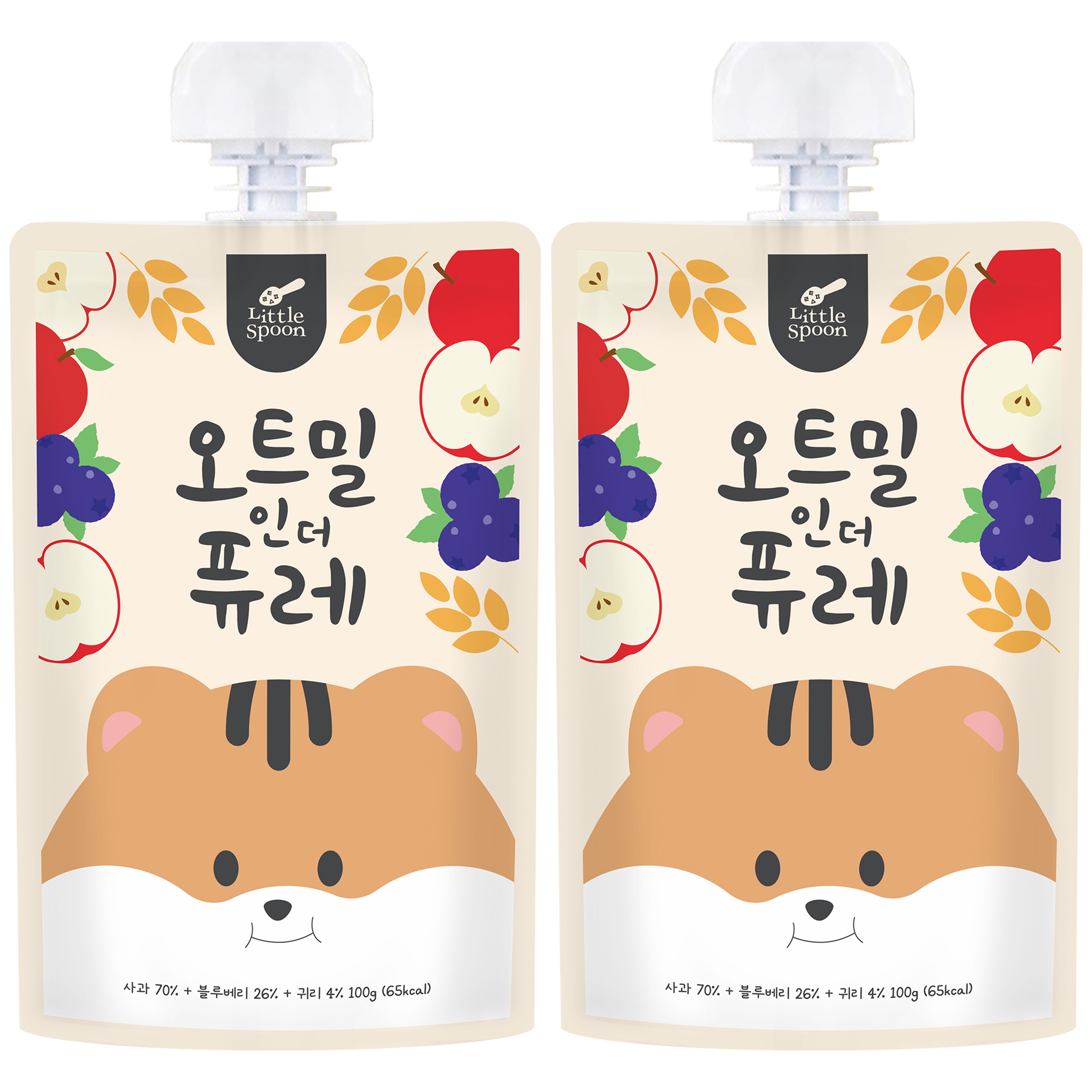 리틀스푼 오트밀인더퓨레, 혼합맛(사과/블루베리/귀리), 100g, 2개 5,800원