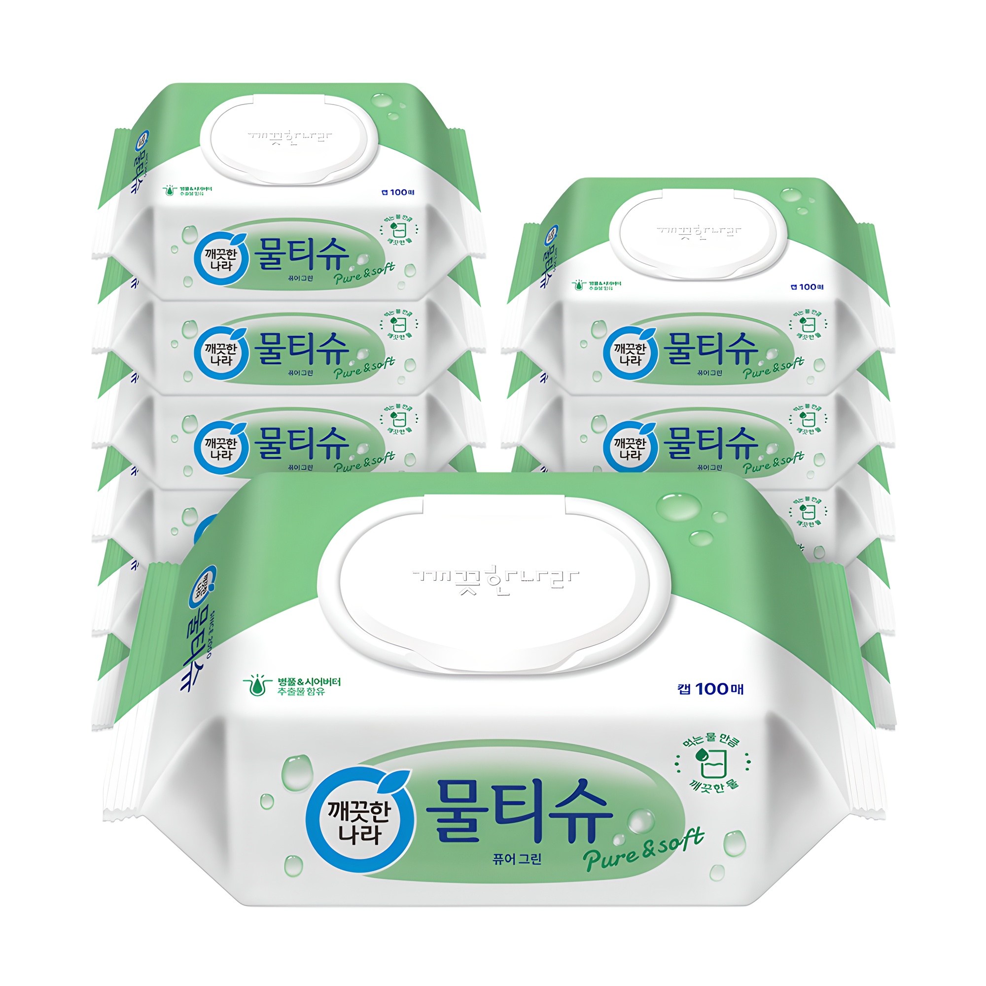 깨끗한나라 퓨어 그린 물티슈 캡형 12,170원