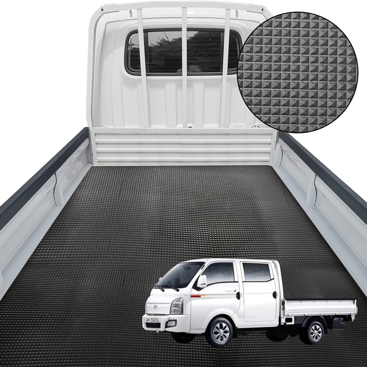예스카 포터2 봉고3 라보 다마스 적재함 매트 TPR 고무매트 고무판 장축 초장축 특장차, 포터2 1톤 더블캡 초장축 (163x218) 57,000원