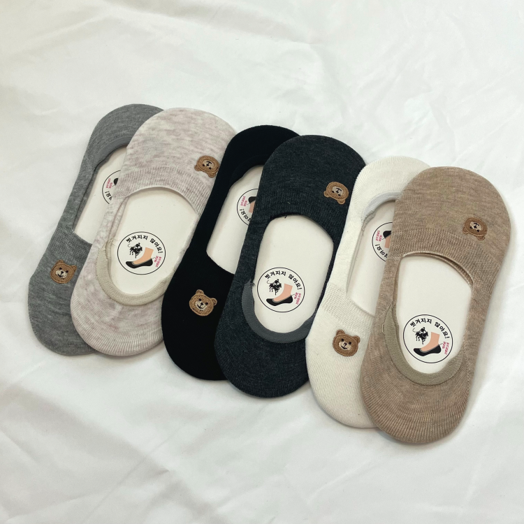 곰돌이자수 덧신 페이크삭스 여성양말 6켤레세트 14,900원