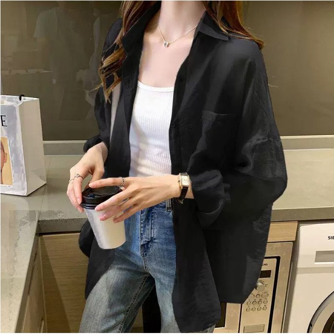 여름 통기성 얇은 시폰 카디건 박시 래쉬가드 셔츠 19,600원