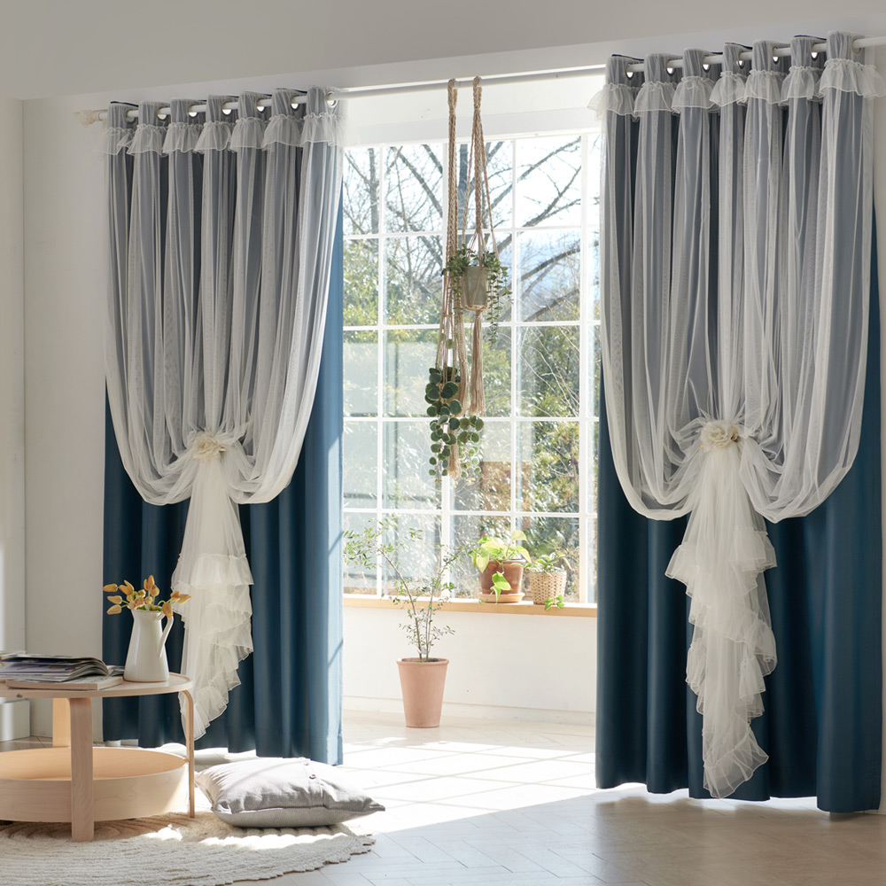 뷰하우스 벨리체 셔링레이스 분리형 암막 커튼 세트 119,700원