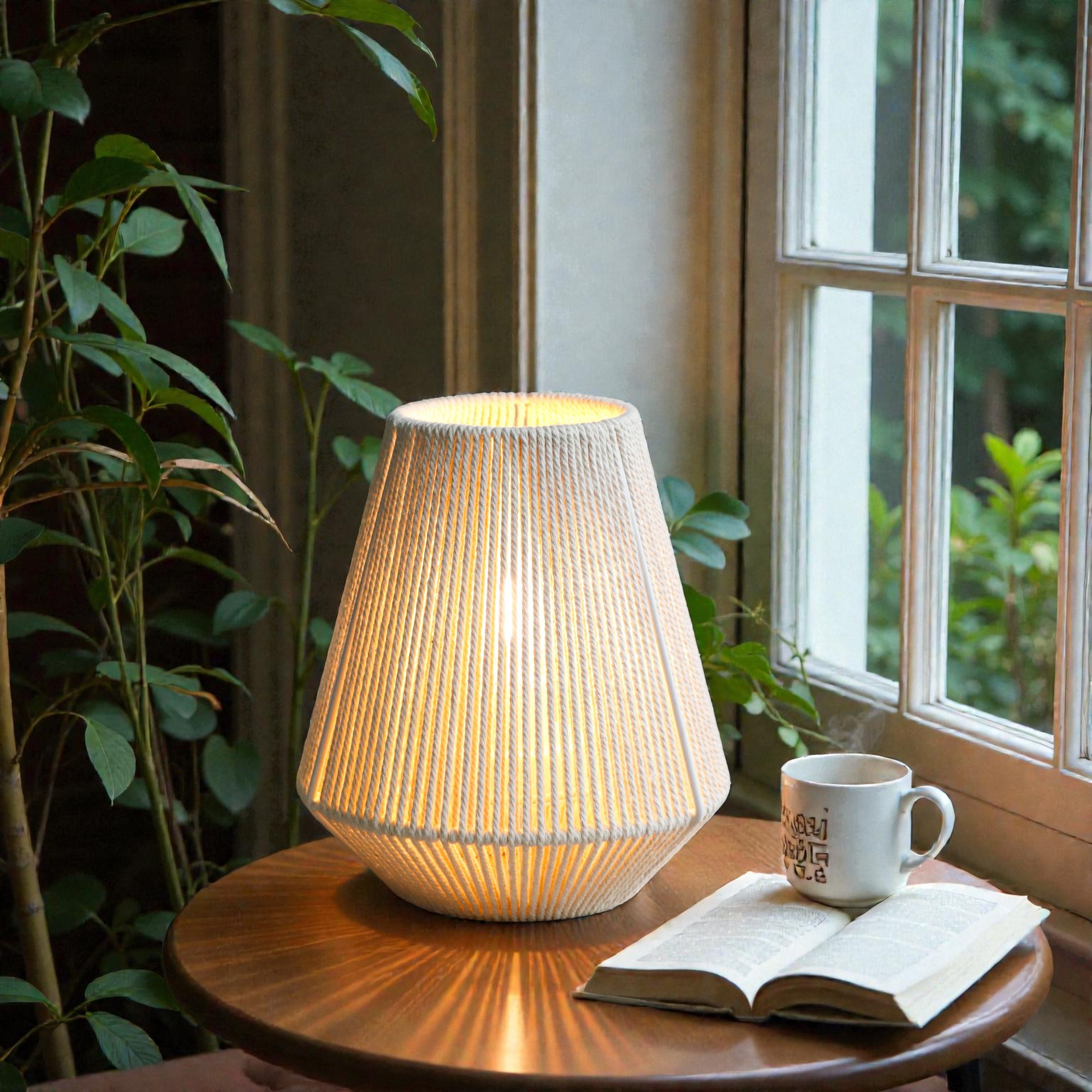 JHY DESIGN 인테리어 조명 스탠드 침실 조명 거실 무드등 LED 단스탠드 뜨개질 끈 테이블조명, 베이지 32,850원