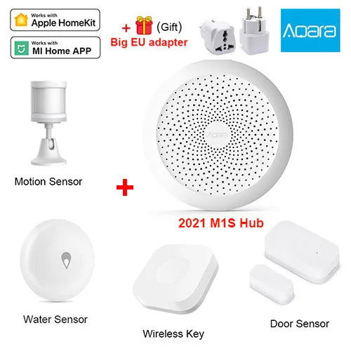 Aqara 스마트 홈 키트, Aqara 게이트웨이 M1S 허브, 인체 무선 스위치, 온도, 물 센서, 도어 센서, Mijia 130,400원