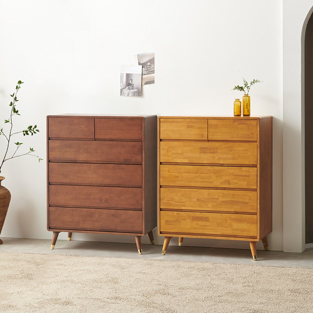 라로퍼니처 포르테 850 고무나무 원목 5단 서랍장, 내추럴 352,000원