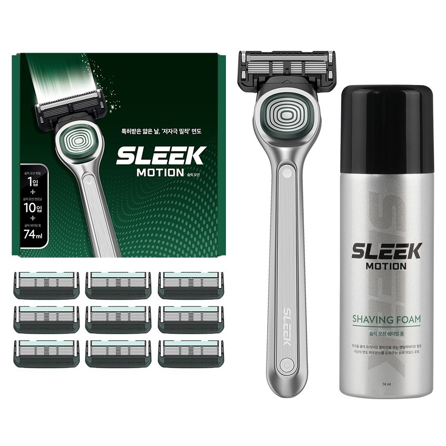 도루코 슬릭 모션 면도기 세트, 면도기핸들 + 면도날 10p + 쉐이빙폼 74ml, 1세트 38,900원