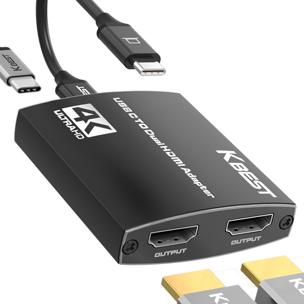USB C TO HDMI 듀얼 트리플 모니터 분배기 4in 1 2대 3대 복제 확장 동시 사용 노트북 컴퓨터 화면 멀티 허브 젠더 1:2 1:3, 단일상품, 1개 34,000원