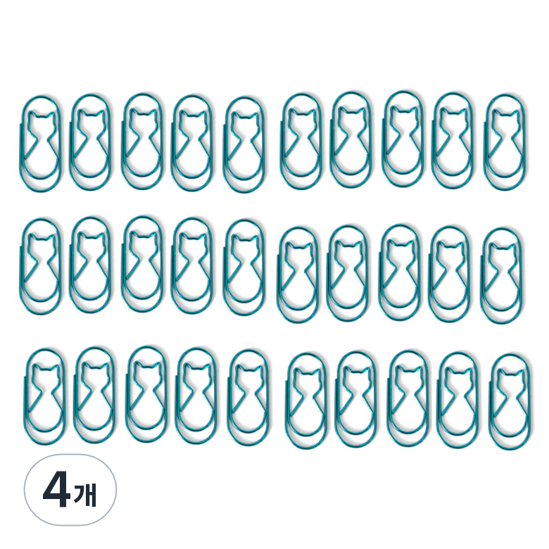 문구담 세련된 컬러 뚱클립 고양이 블루, 4개, 30개입 35,600원