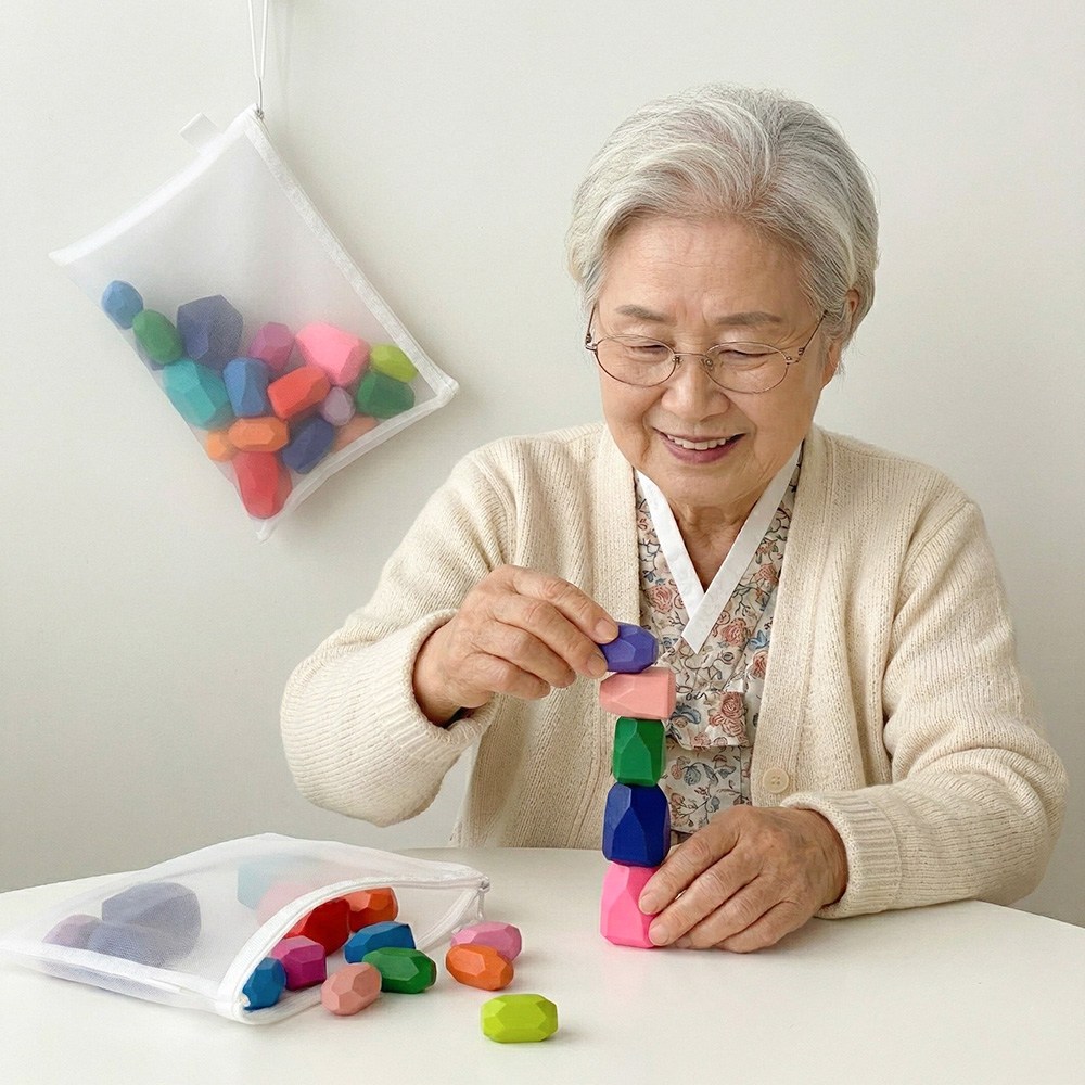 치매예방게임 어르신 블럭 쌓기 놀이 인지 교구 노인 두뇌자극, 1개 17,800원