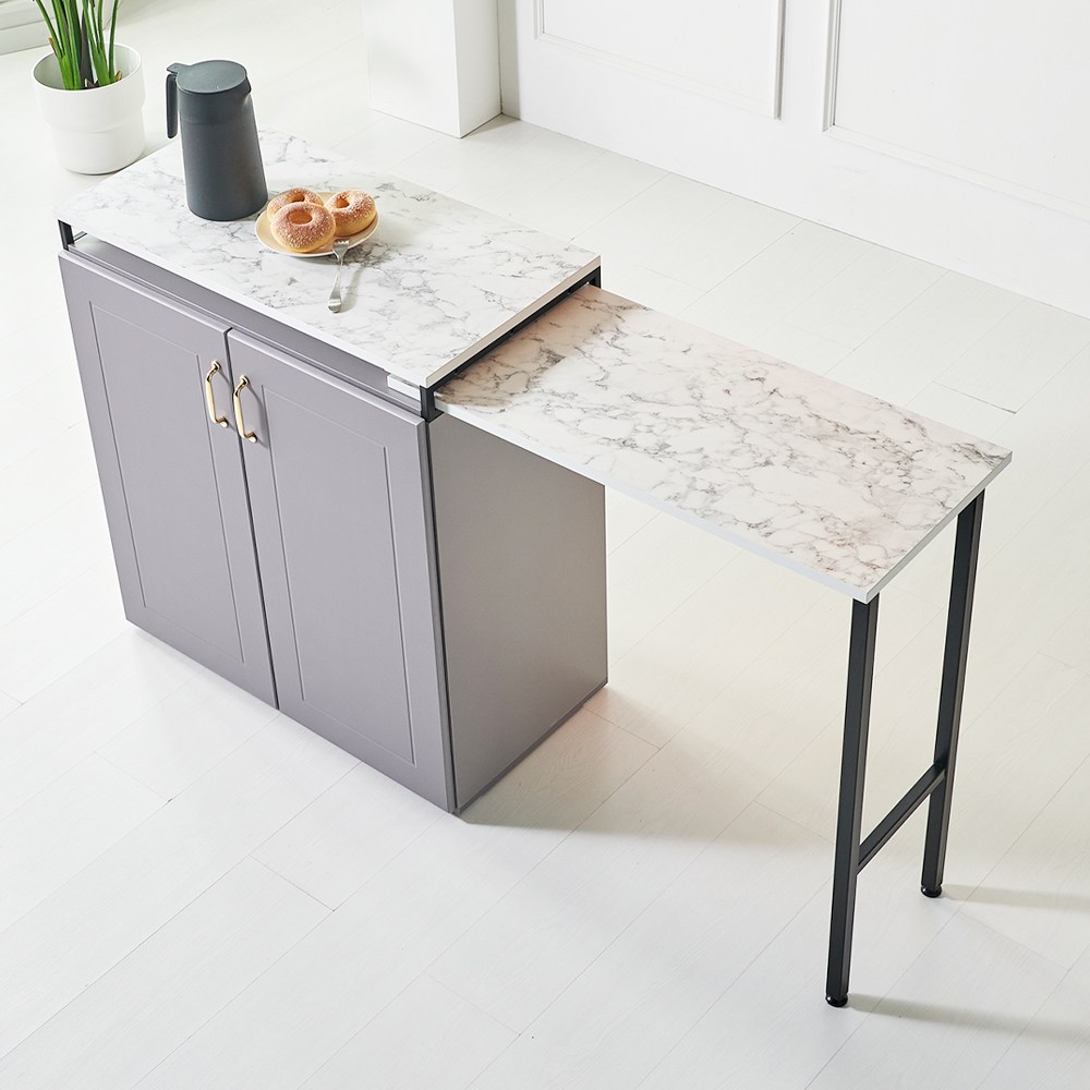 뉴블 확장형 홈바 800 대리석무늬 아일랜드식탁, 그레이(DSC301GRC) 189,200원