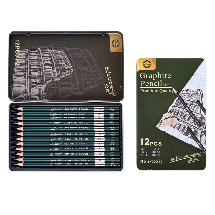 에이치비문화사 프리미엄 스케치 드로잉 세트 12p  2H, H, HB, F, B, 2B, 3B, 4B, 5B, 6B, 7B, 8B 10,690원